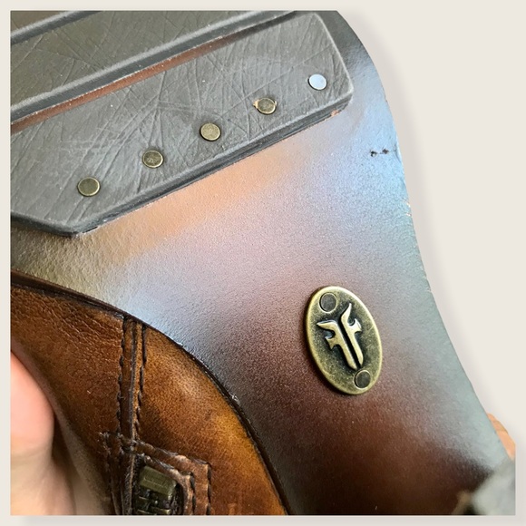 Frye Parker Tall Brown Leather Knee Length Vintage Heeled Round Toe Riding Boots - Picture 13 of 15